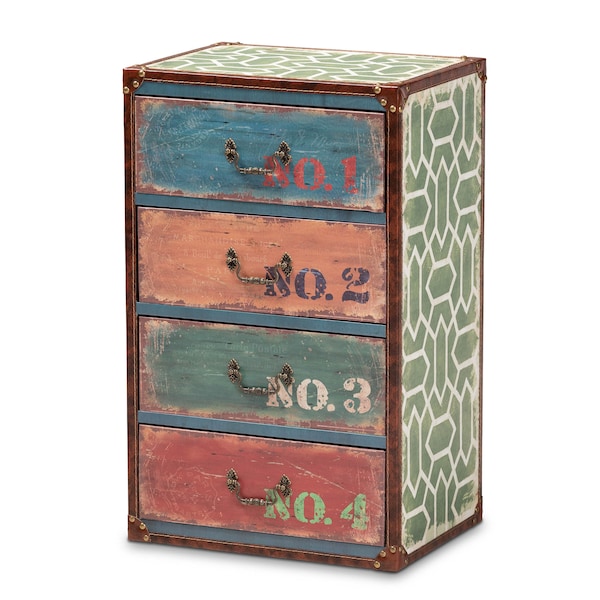 Baxton Studio Amandine Multicolor Finished Wood 4-Drawer Accent Storage Chest 164-10657 - main